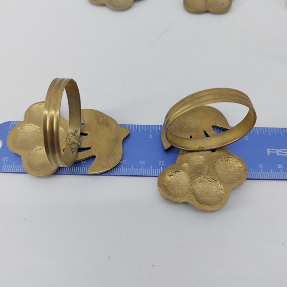 Cherry Leaf Napkin Rings Gold Tone Set of 6 Dining Home Thanksgiving - Picture 8 of 8